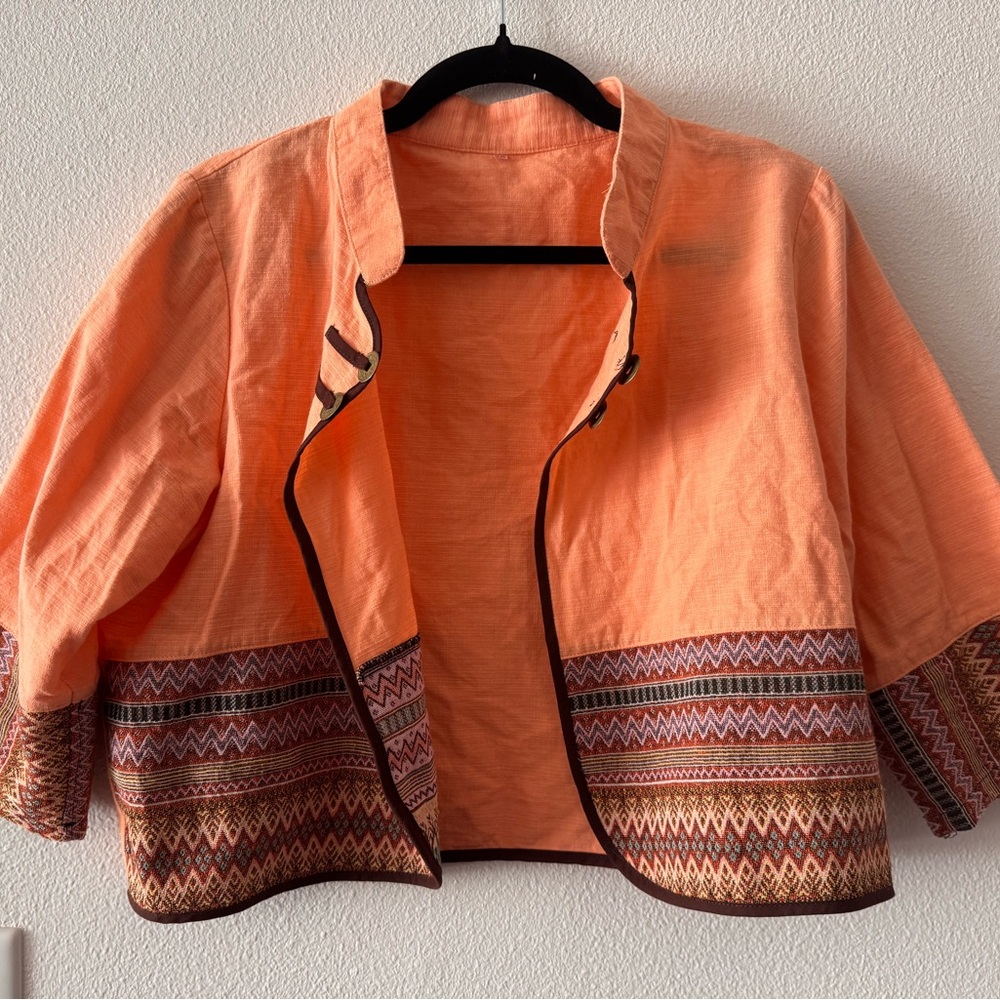 Orange Patterned Cropped Jacket Size L